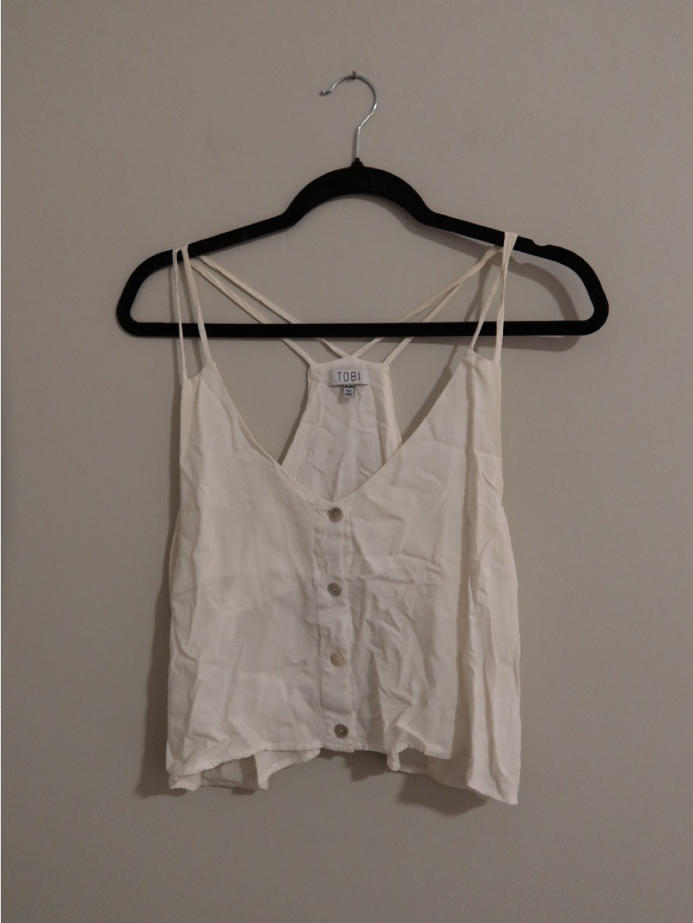 Tobi Cream Button-Front Strappy Cami